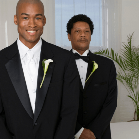 Bald smiling groom